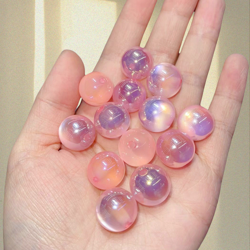 Wholesale 16MM 50PCS/Pack resin optical gold plated cat's eye straight hole beads DIY mobile phone chain key chain bag chain jewelry accessories